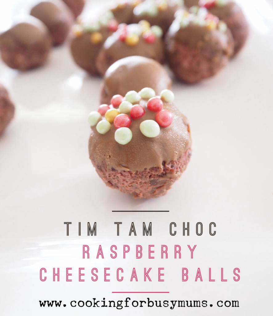 Three Ingredient Tim Tam Choc Raspberry Cheesecake Balls This Is Cooking For Busy Mumsthis Is 9545